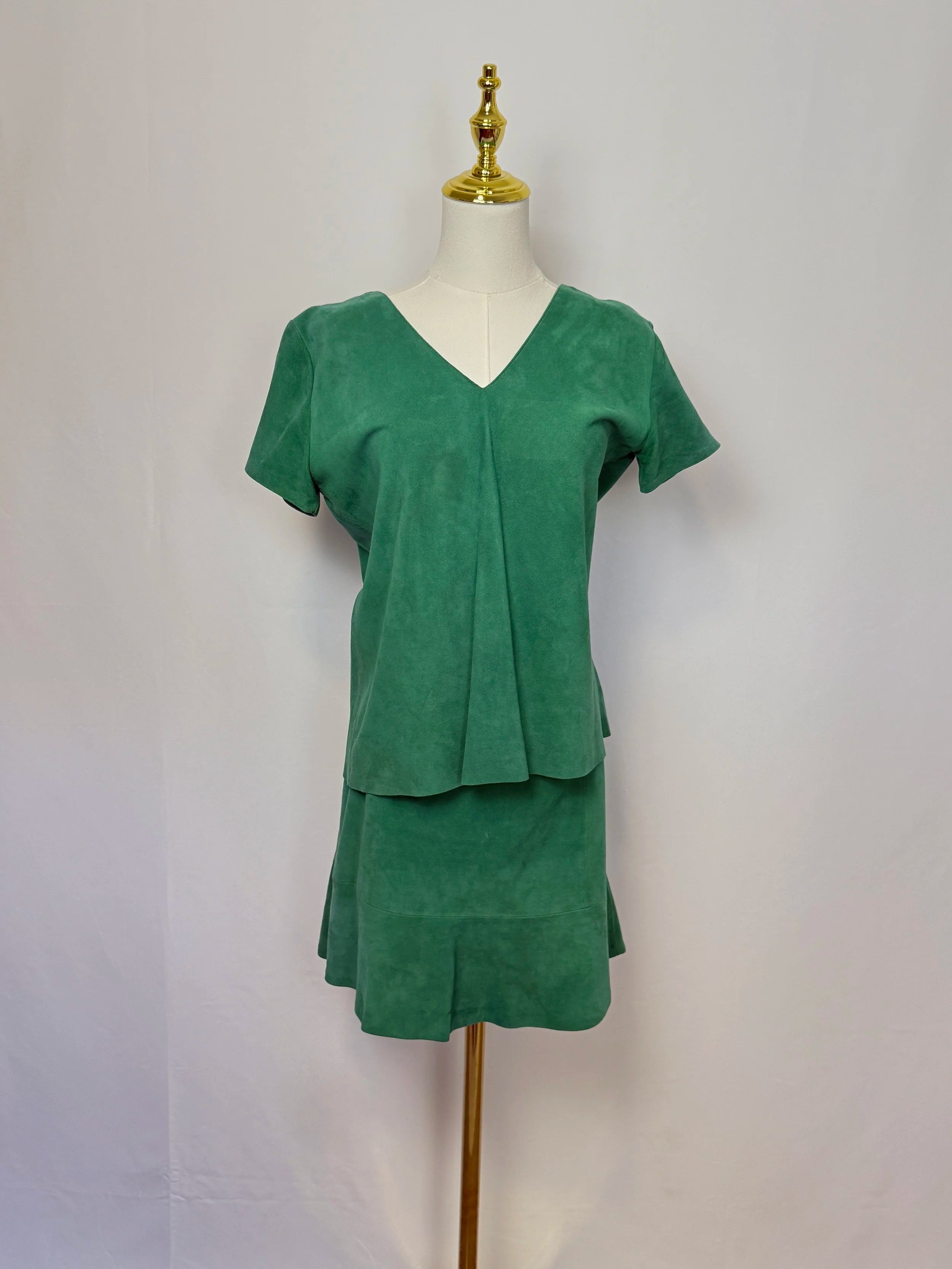 Green Suede Leather Set - Size S