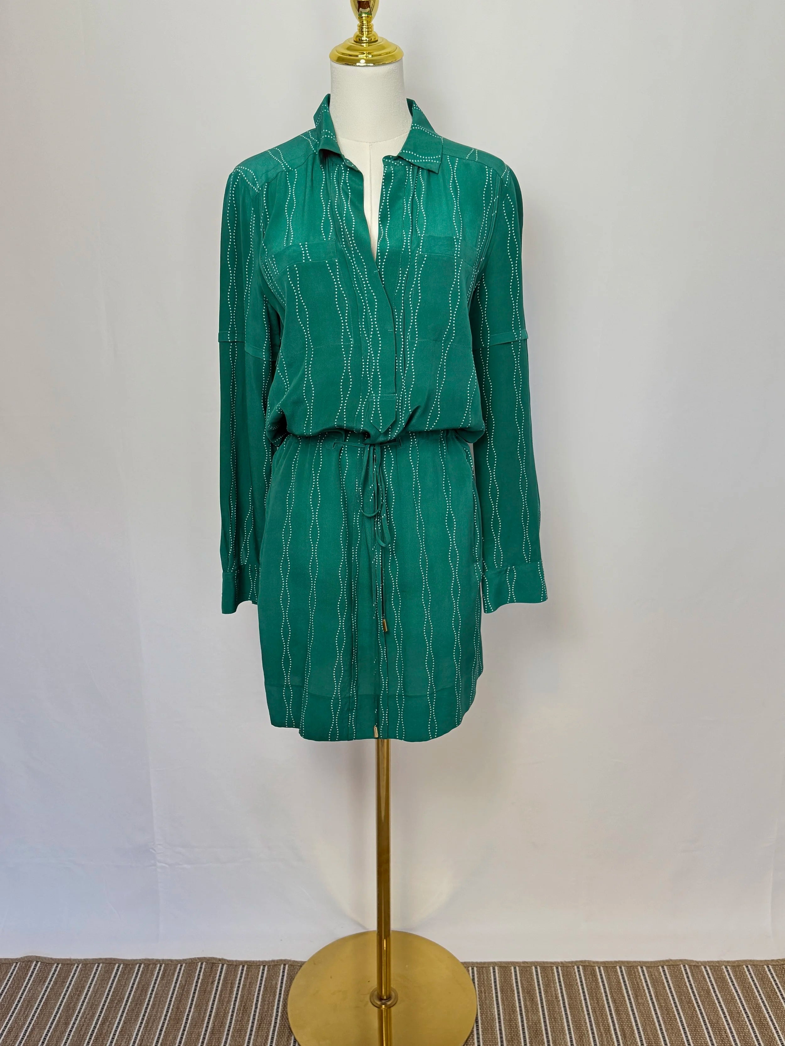 DVF Green Silk Short Dress - Size S