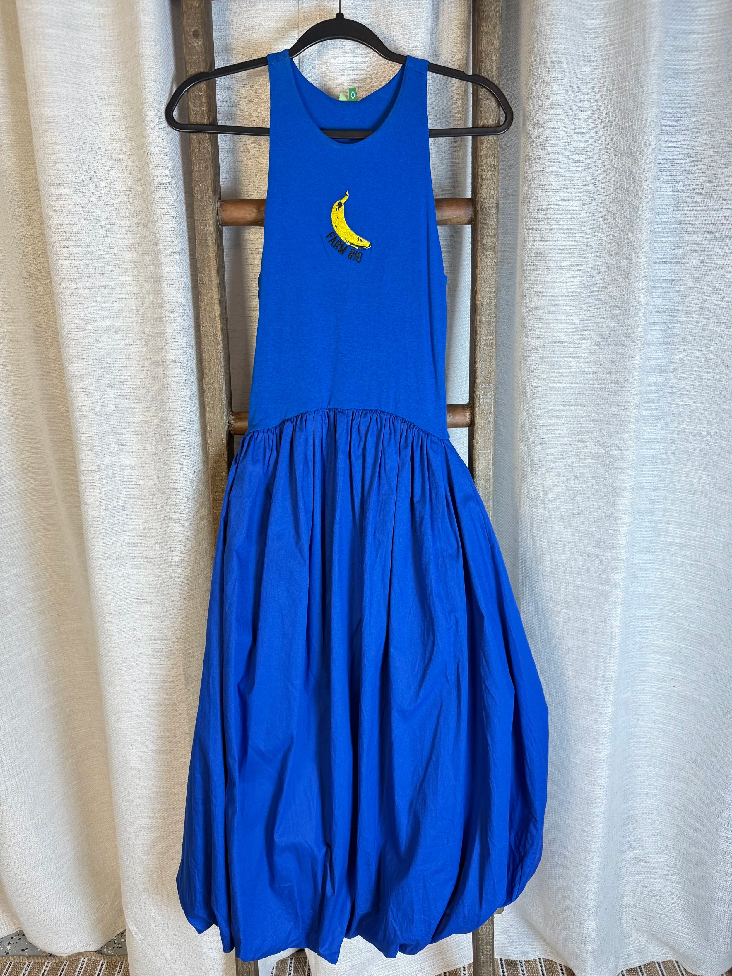 Farm Rio Blue Banana Dress - Size S