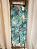 Silk Printed Pull up Pants with Chain Details on Sides - NEW - Size L