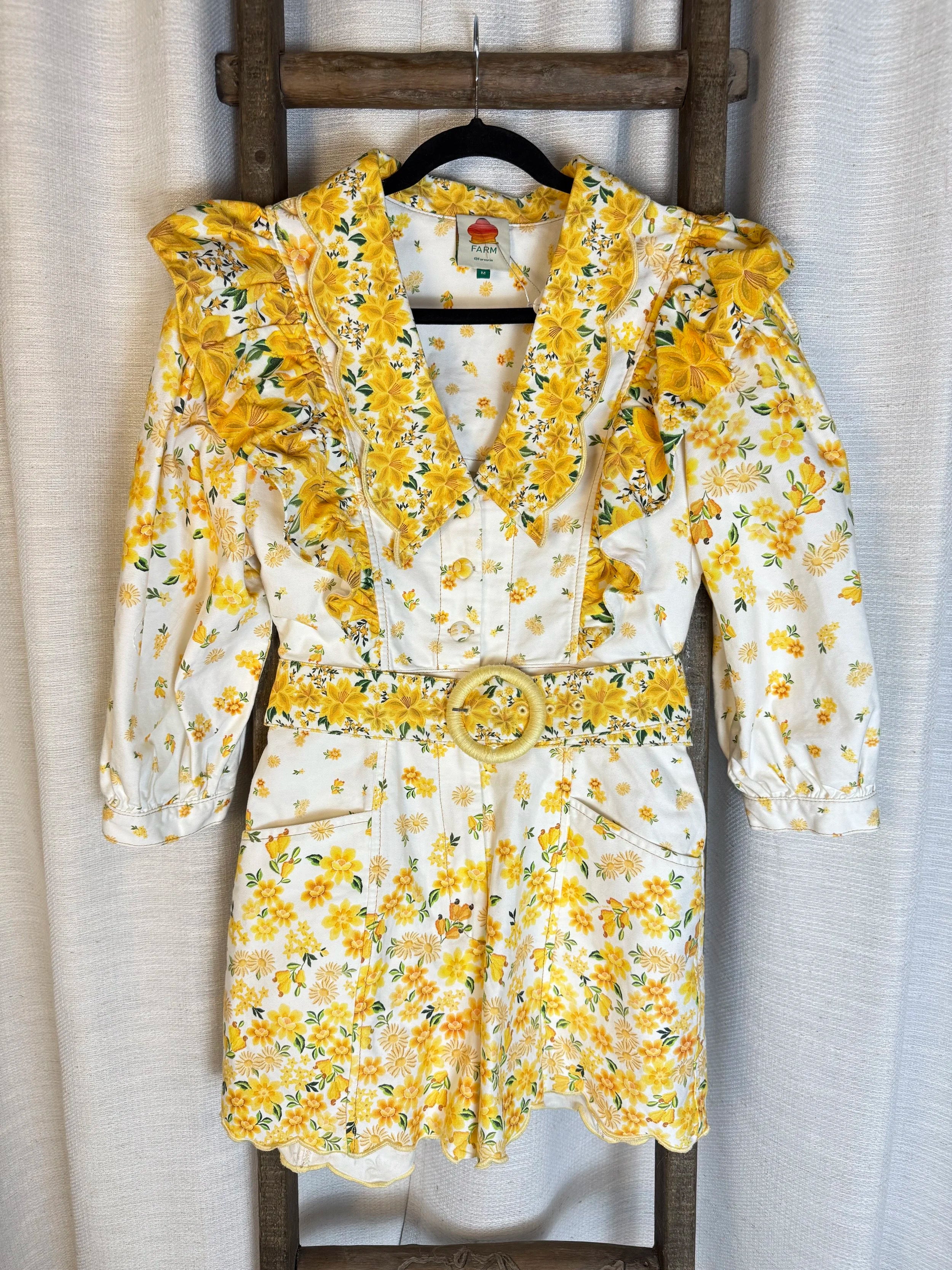 Farm Rio Jumpsuit floral yellow. - Size S