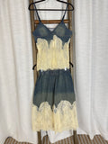 Stretch Denim and Lace Set Elasticized  Waist  and Oversized Shorts - Size S