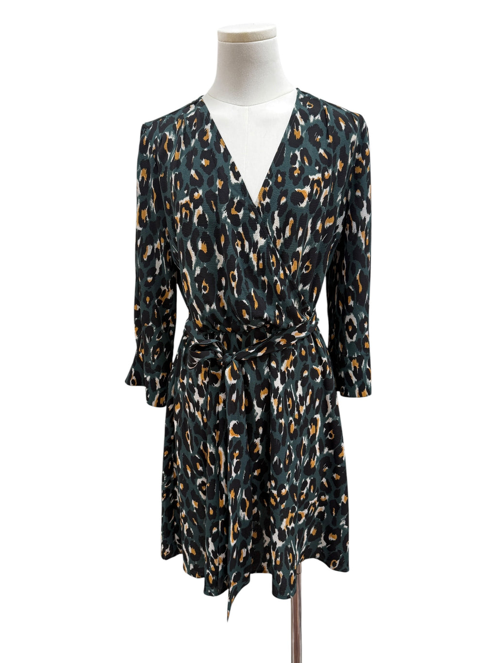 Express green leopard mini dress