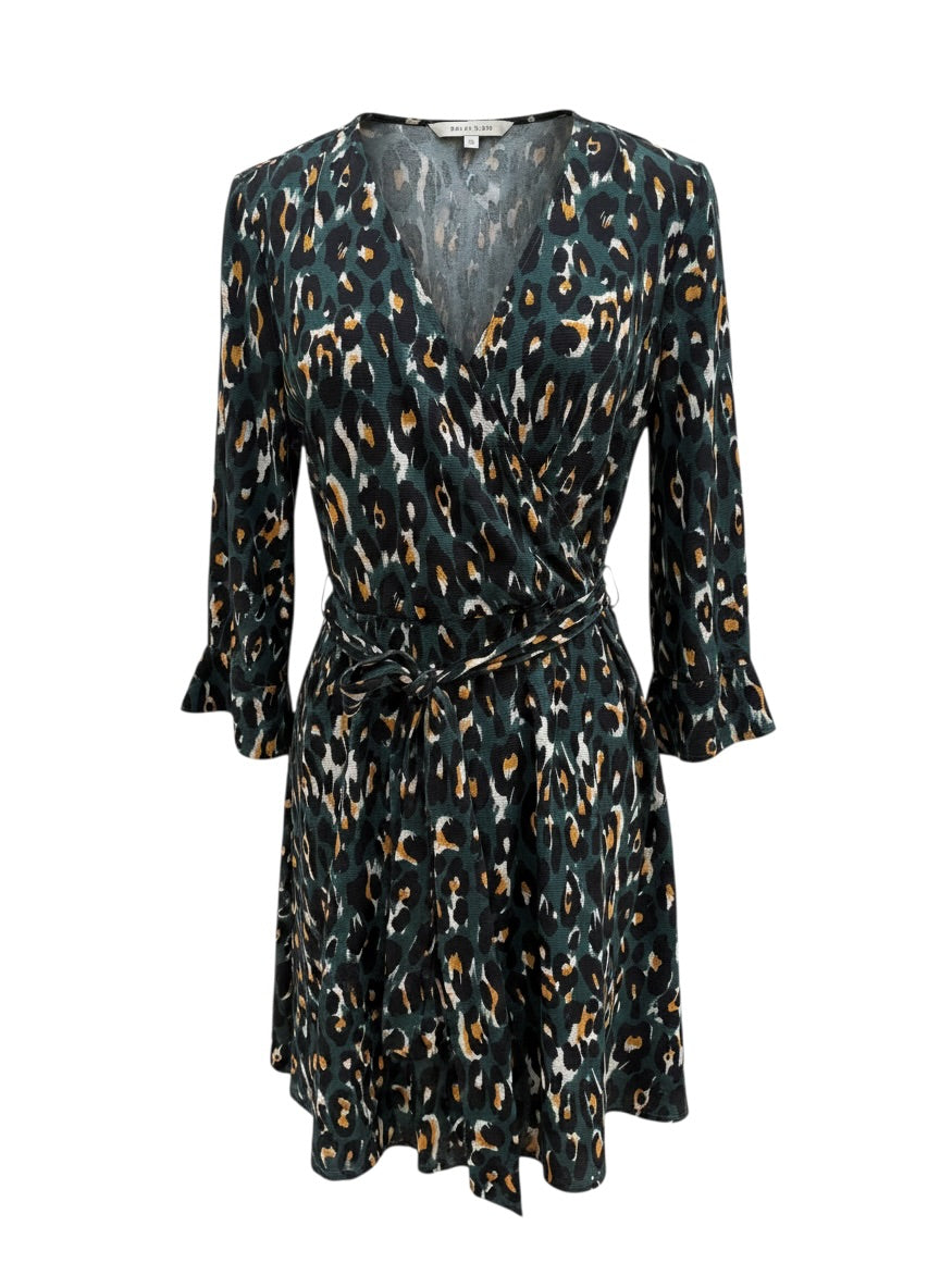 Express green leopard mini dress