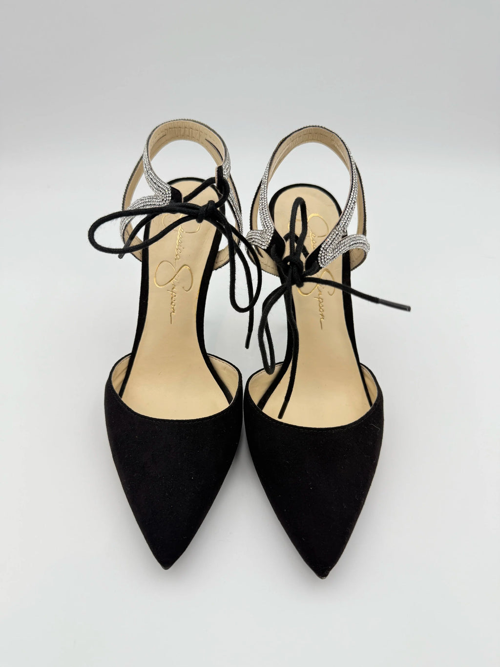 Jessica Simpson Black Pump Heel with Crystal strap - Size 6.5