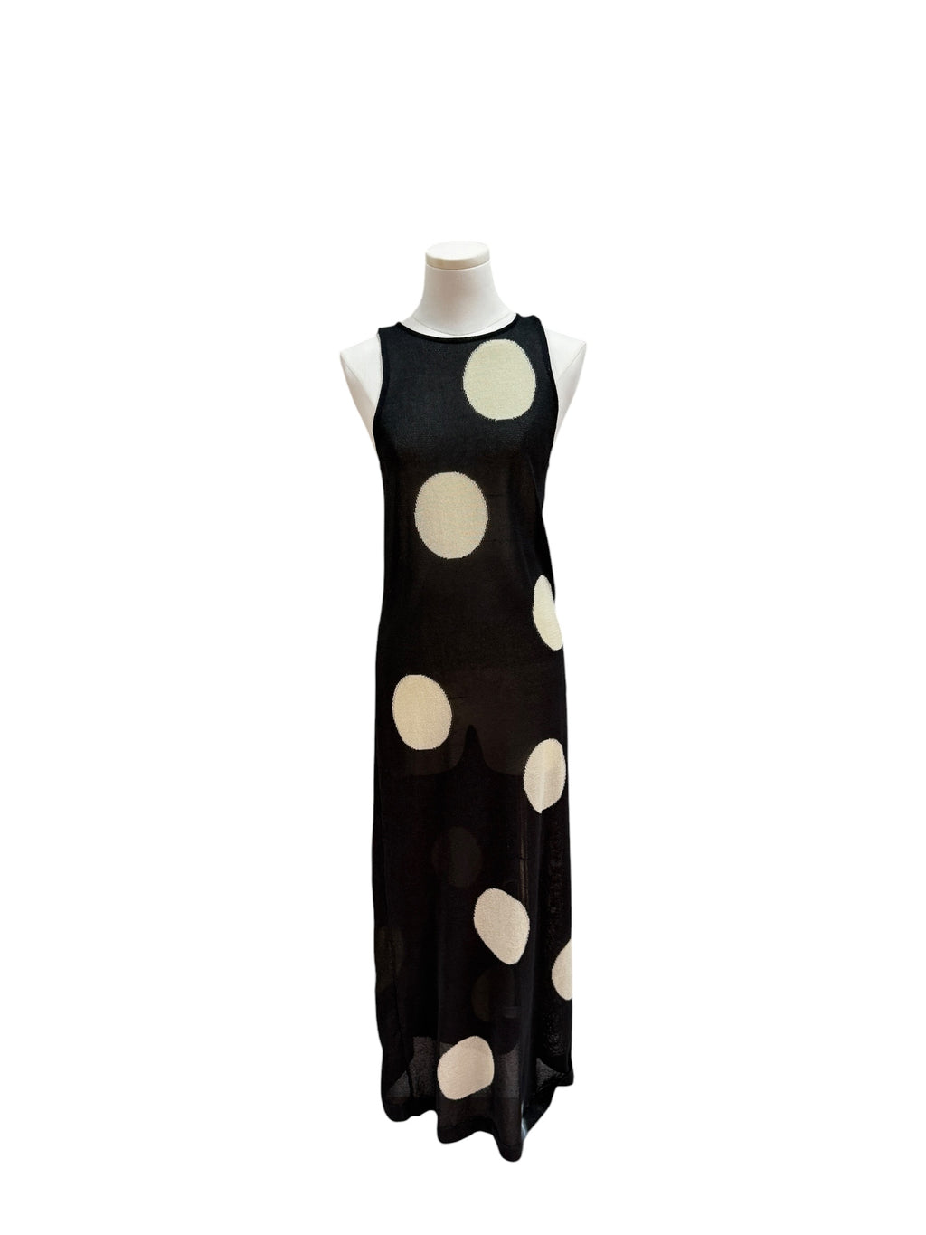 zara knit large dots black dress