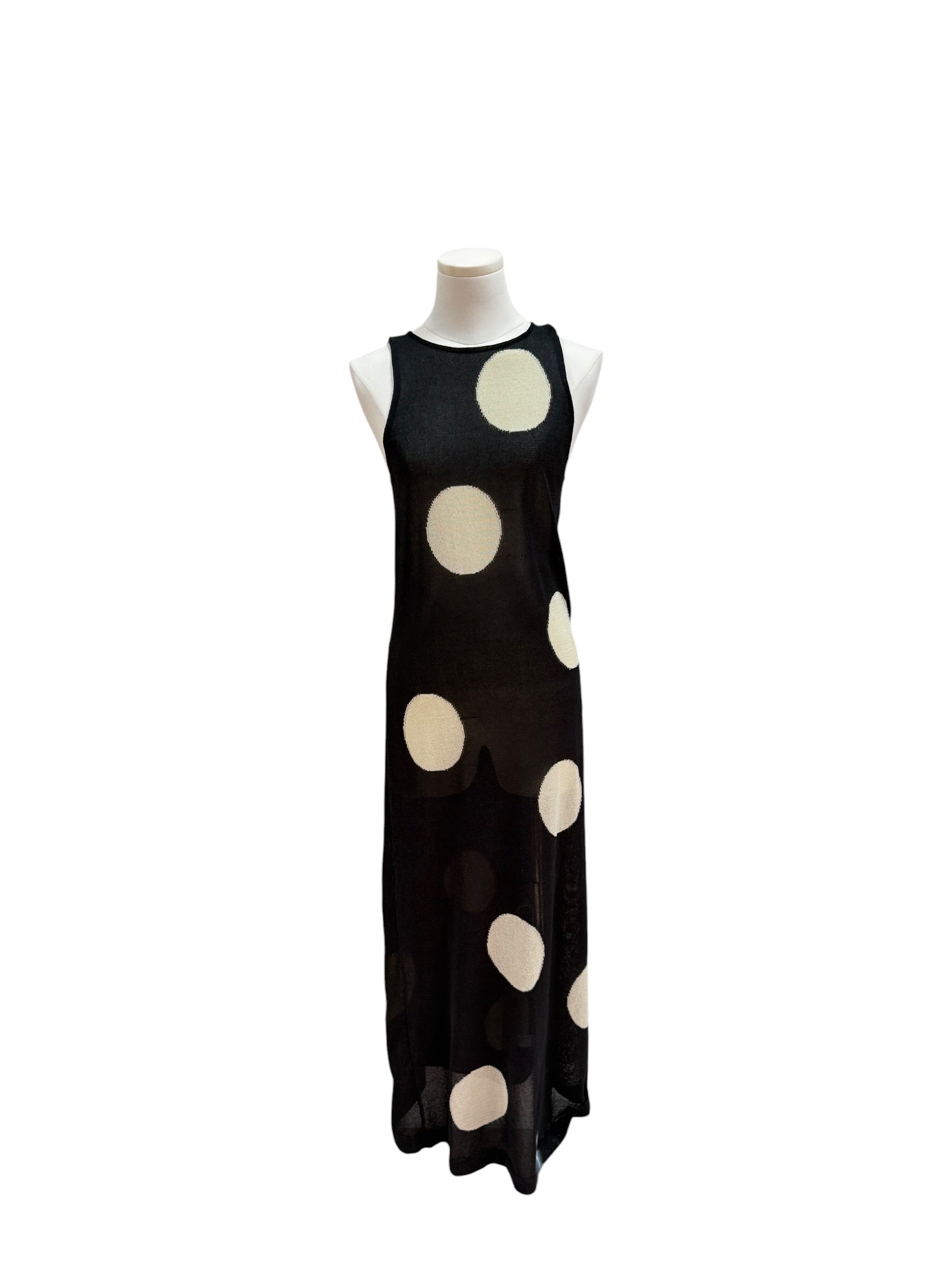 zara knit large dots black dress