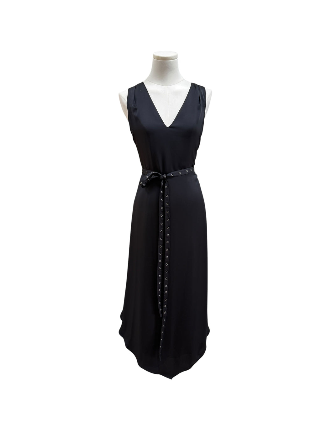 Ramy Brook Black Satin Midi Dress - Size XS