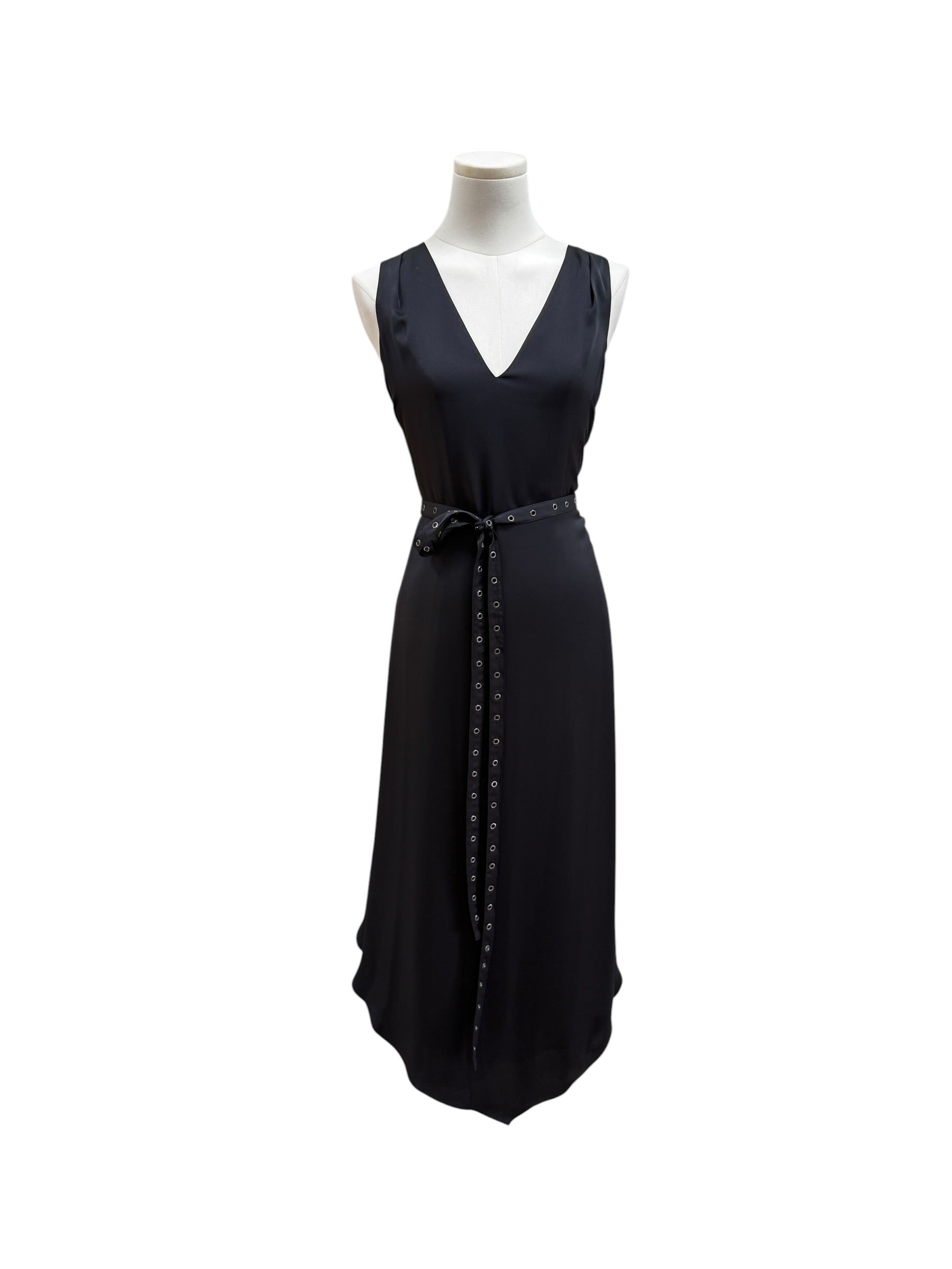 Ramy Brook Black Satin Midi Dress - Size XS