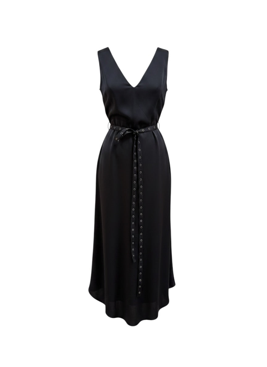 Ramy Brook Black Satin Midi Dress - Size XS
