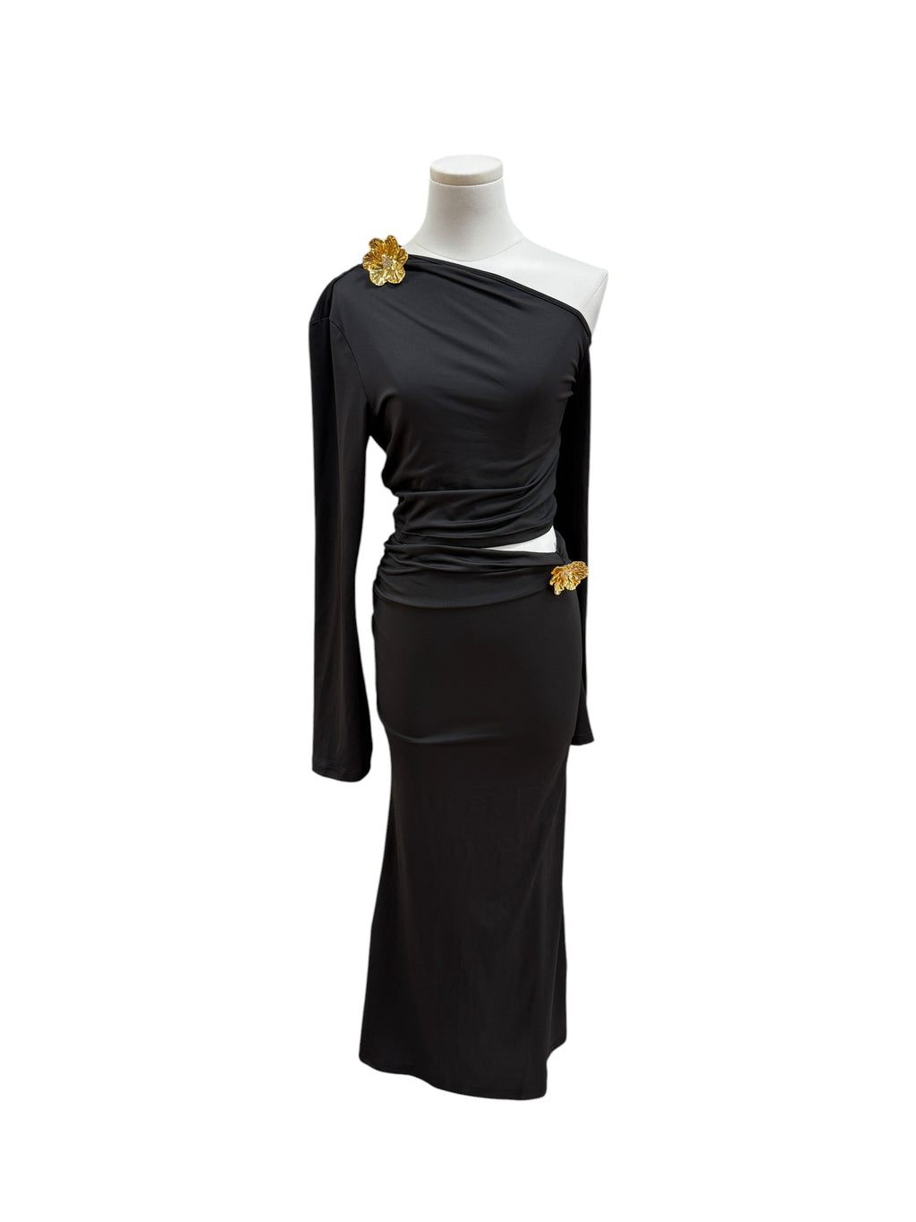 Black lycra gold flower set Medium