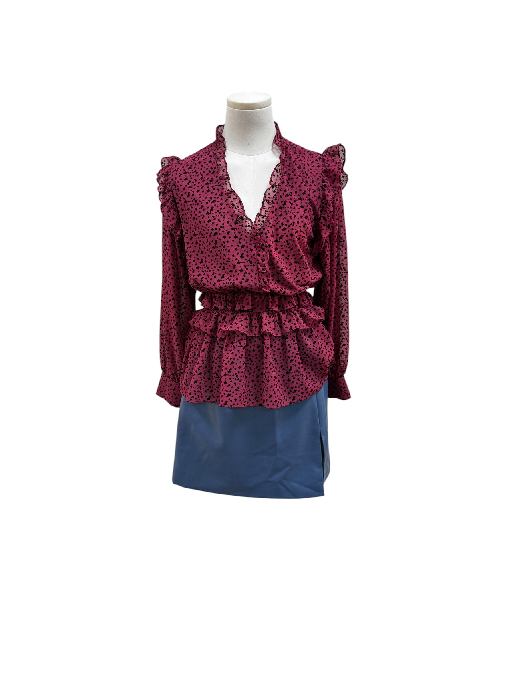 Misa Star Print Chiffon Top - Size XS