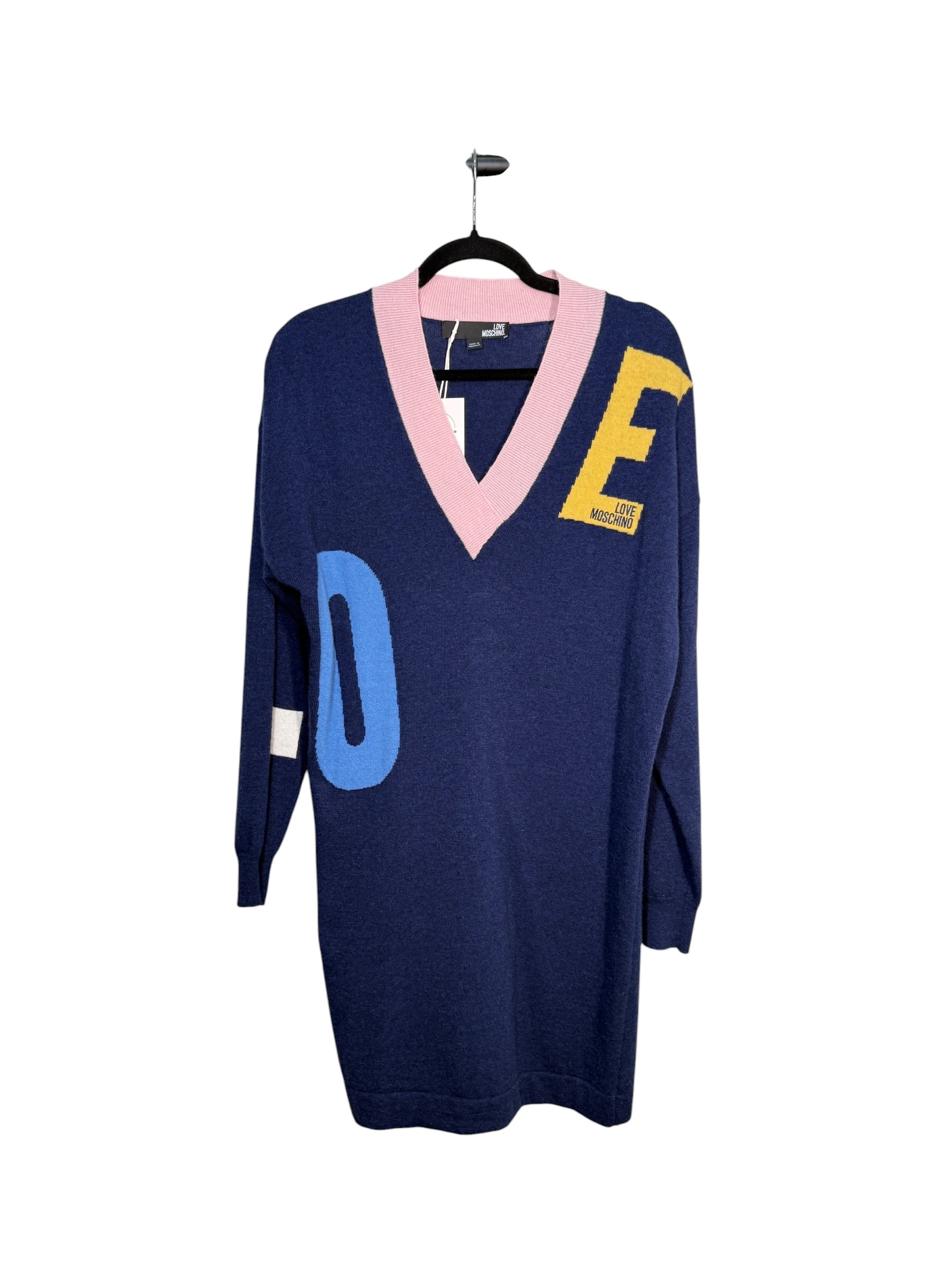 Moschino Blue Wool Sweater Mini Dress