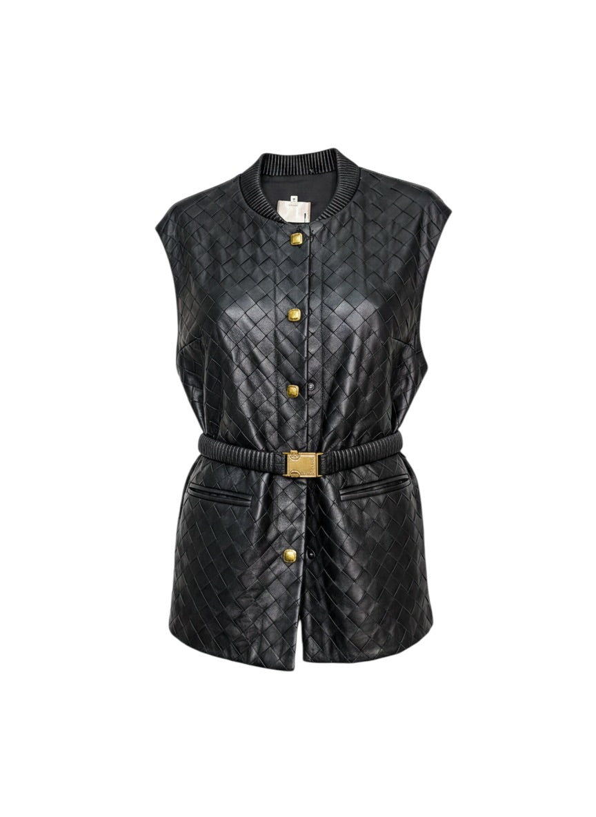 DGaia Intreciatto Leather Vest with Belt