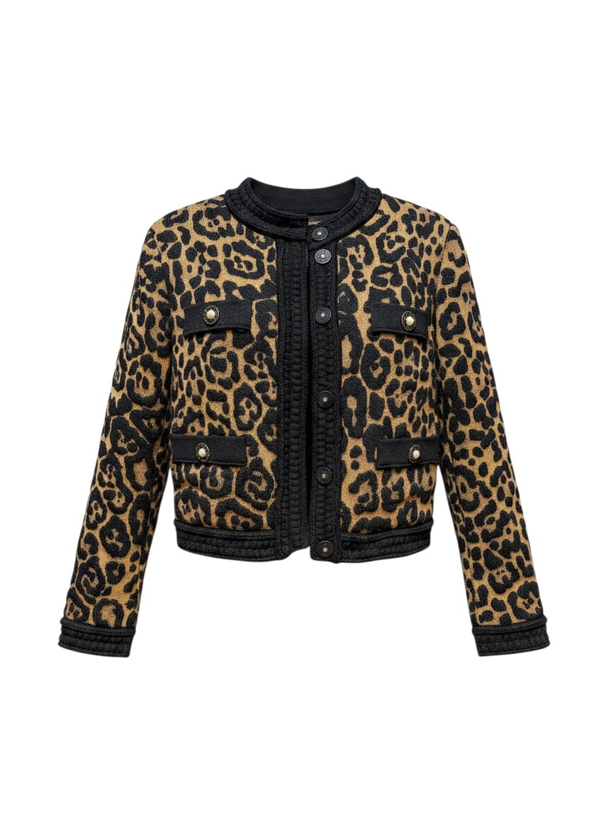 BOBO Leopard Knit skirt jacket set size small