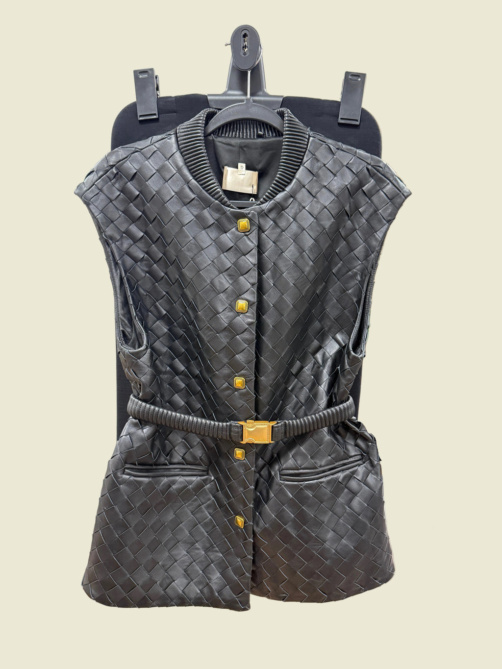 DGaia Intreciatto Leather Vest with Belt