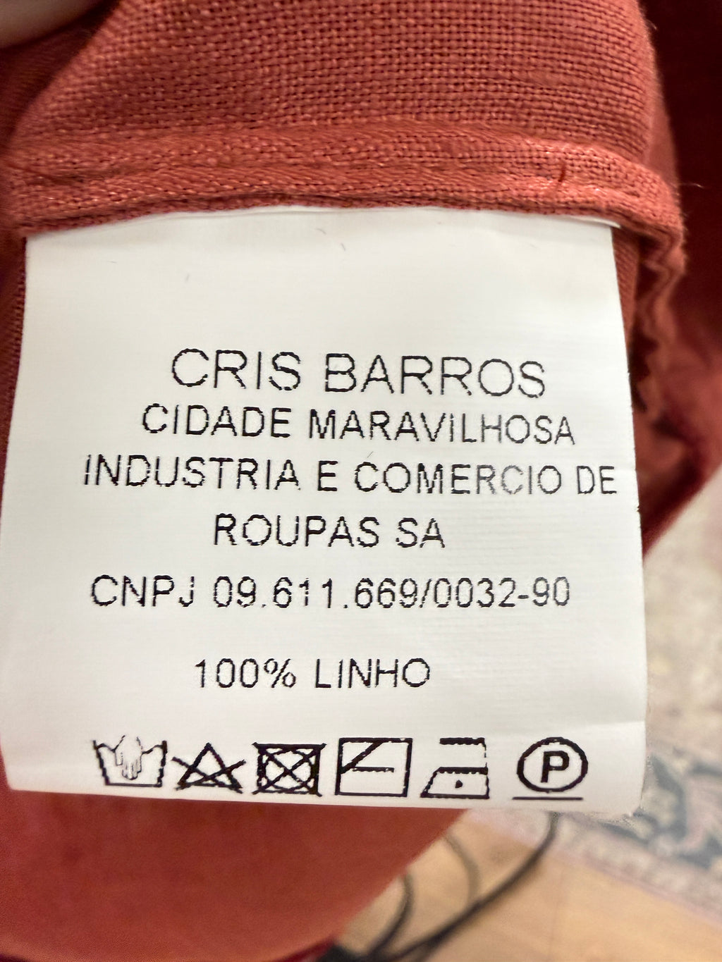 Cris Barros Rust Linen Bell Sleeve Large
