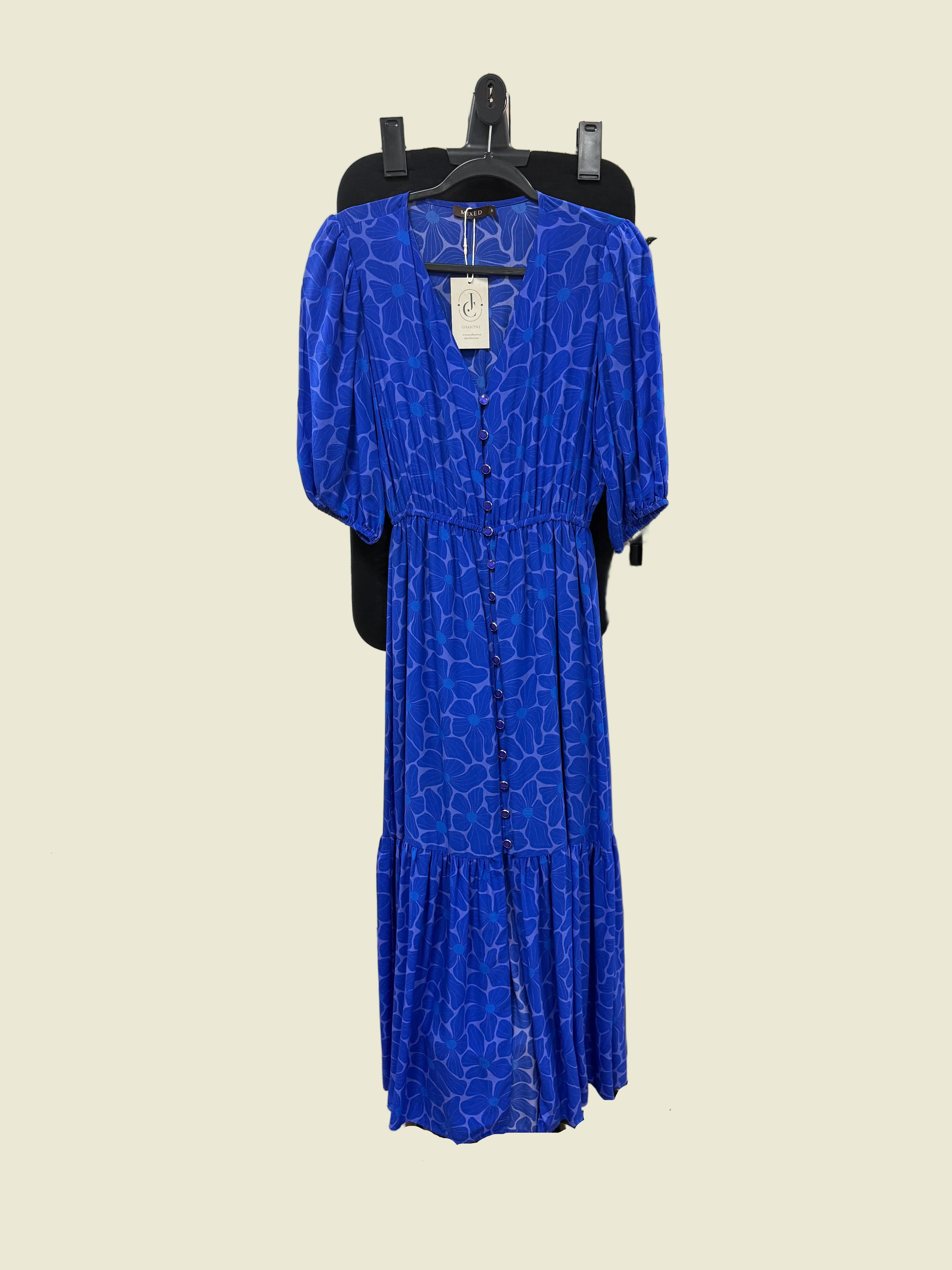 Mixed Silk Blue Flowers dress size 36 / small