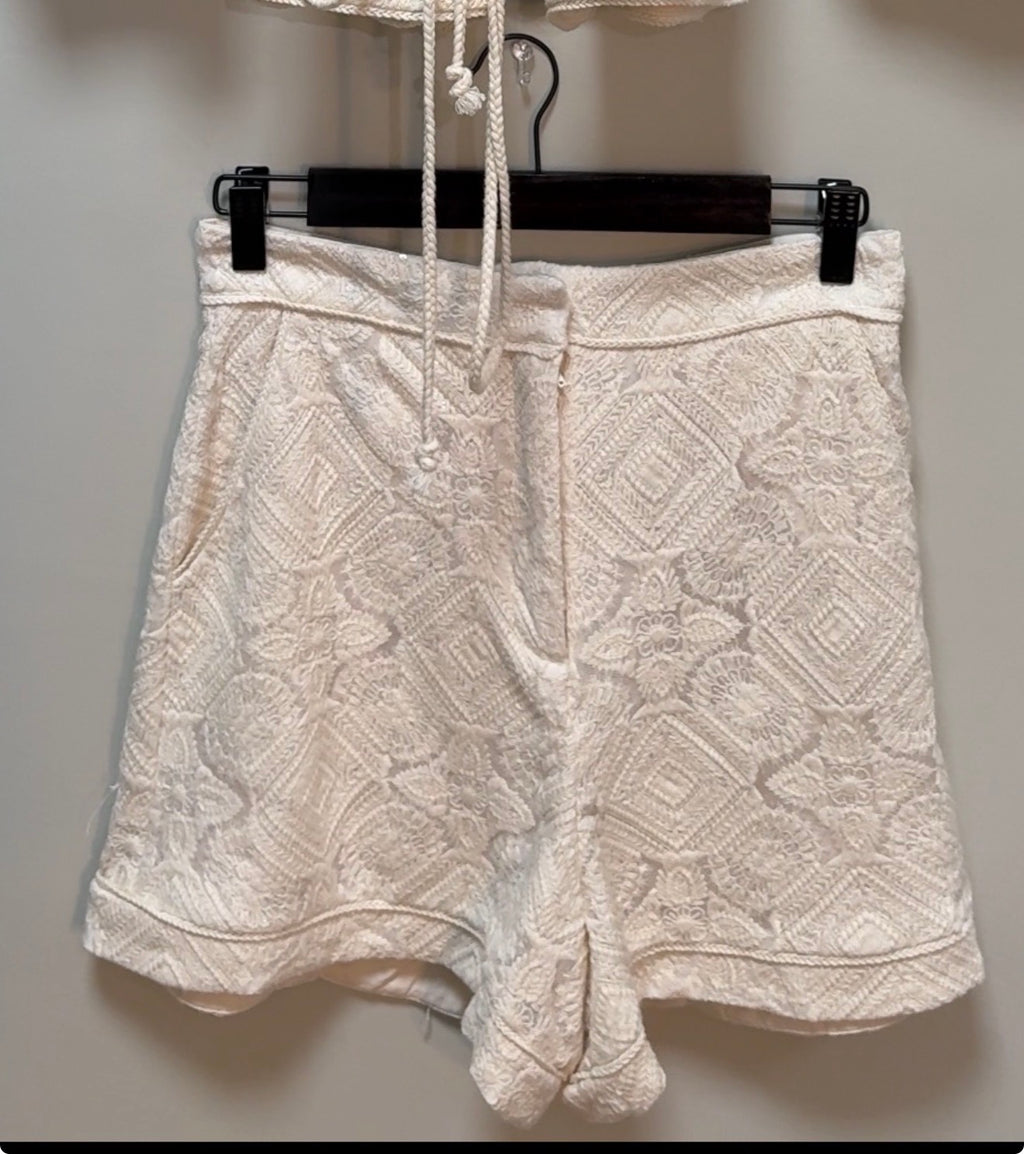 Maje Off white Embroidered shorts top set size 1