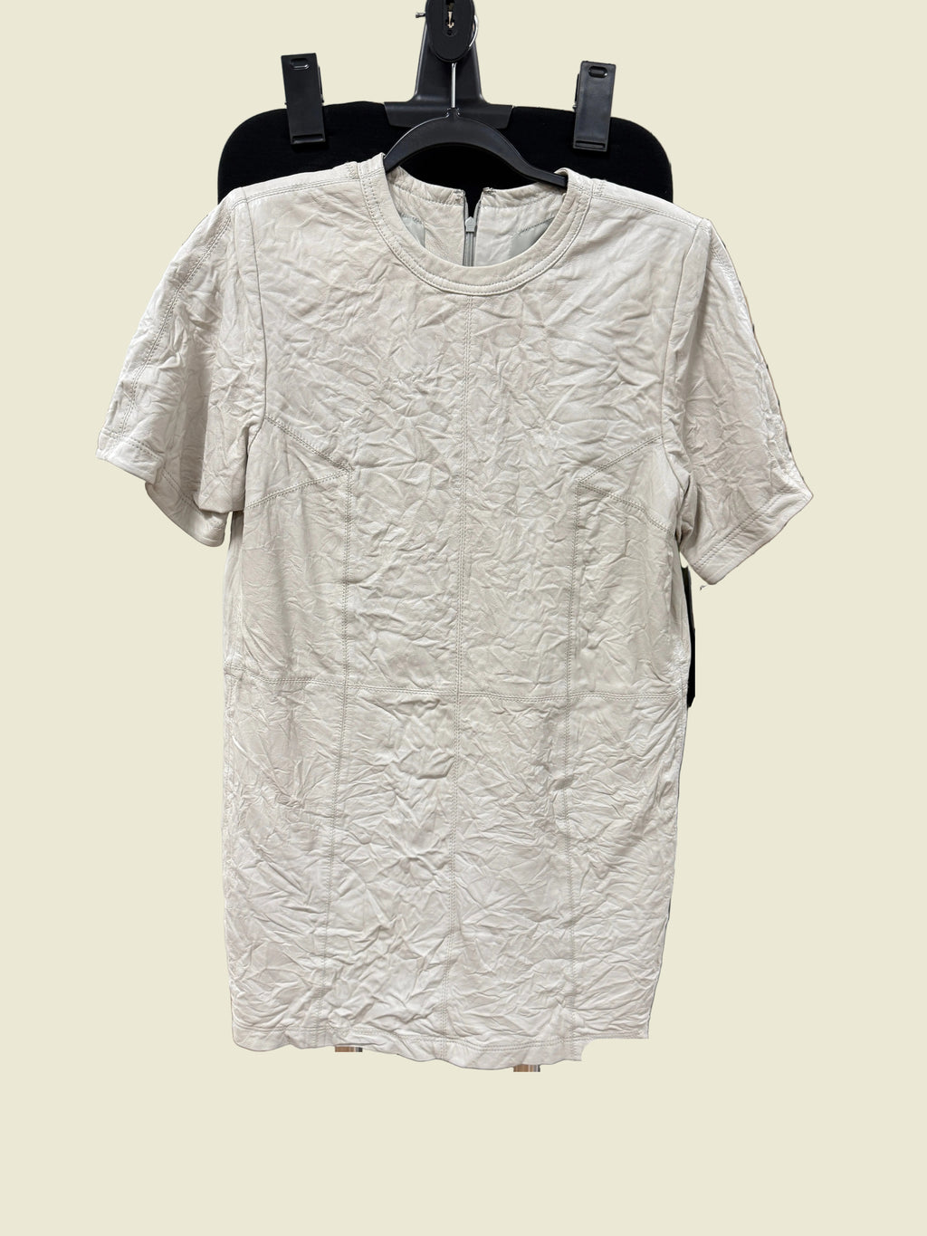 Zadig off white crimpled leather dress