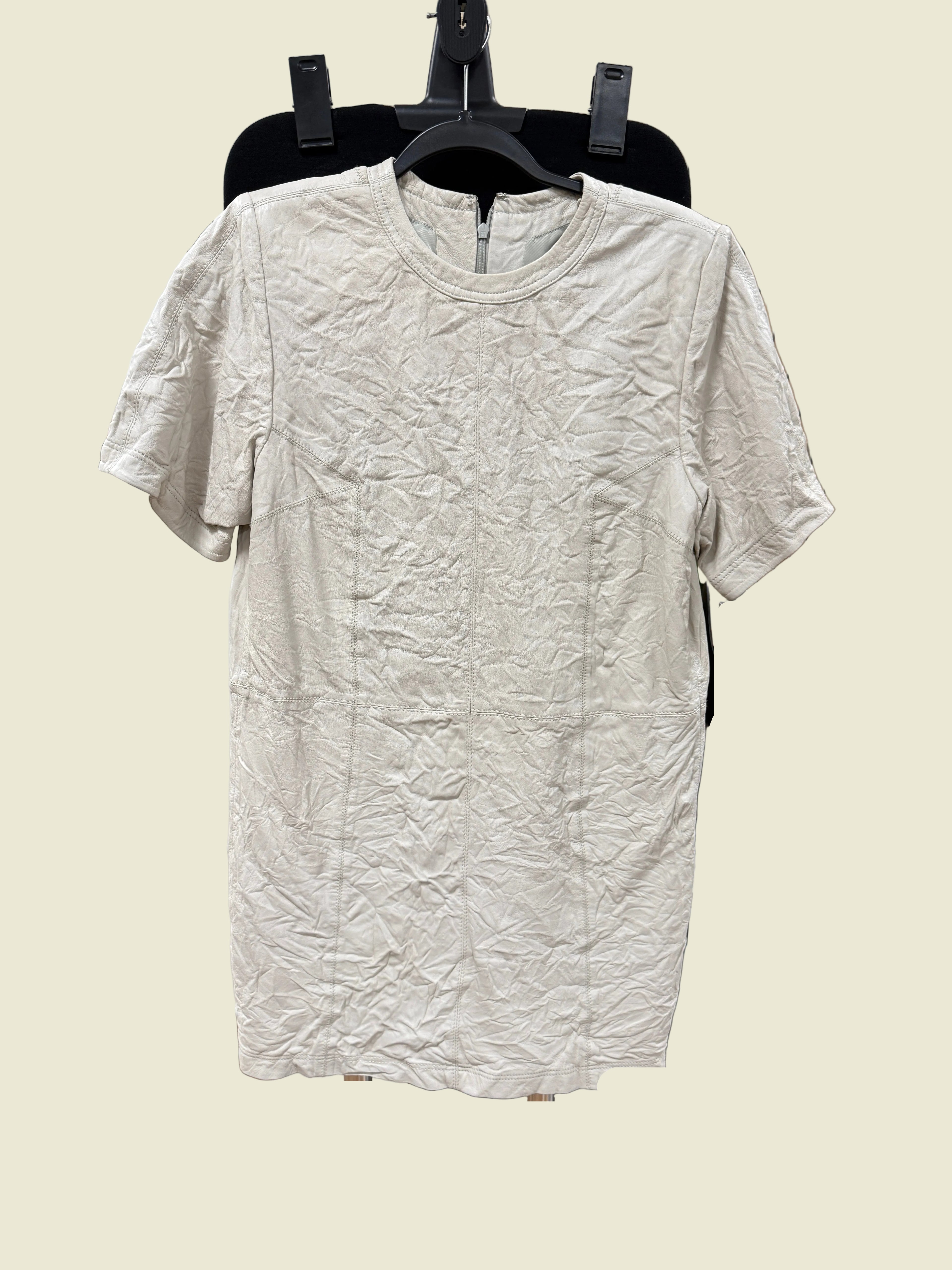 Zadig off white crimpled leather dress