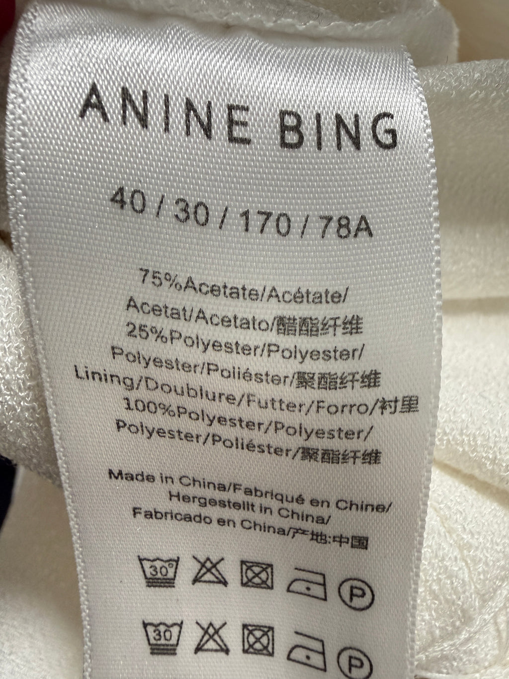 Anine Bing heavy crepe off white pants size 4