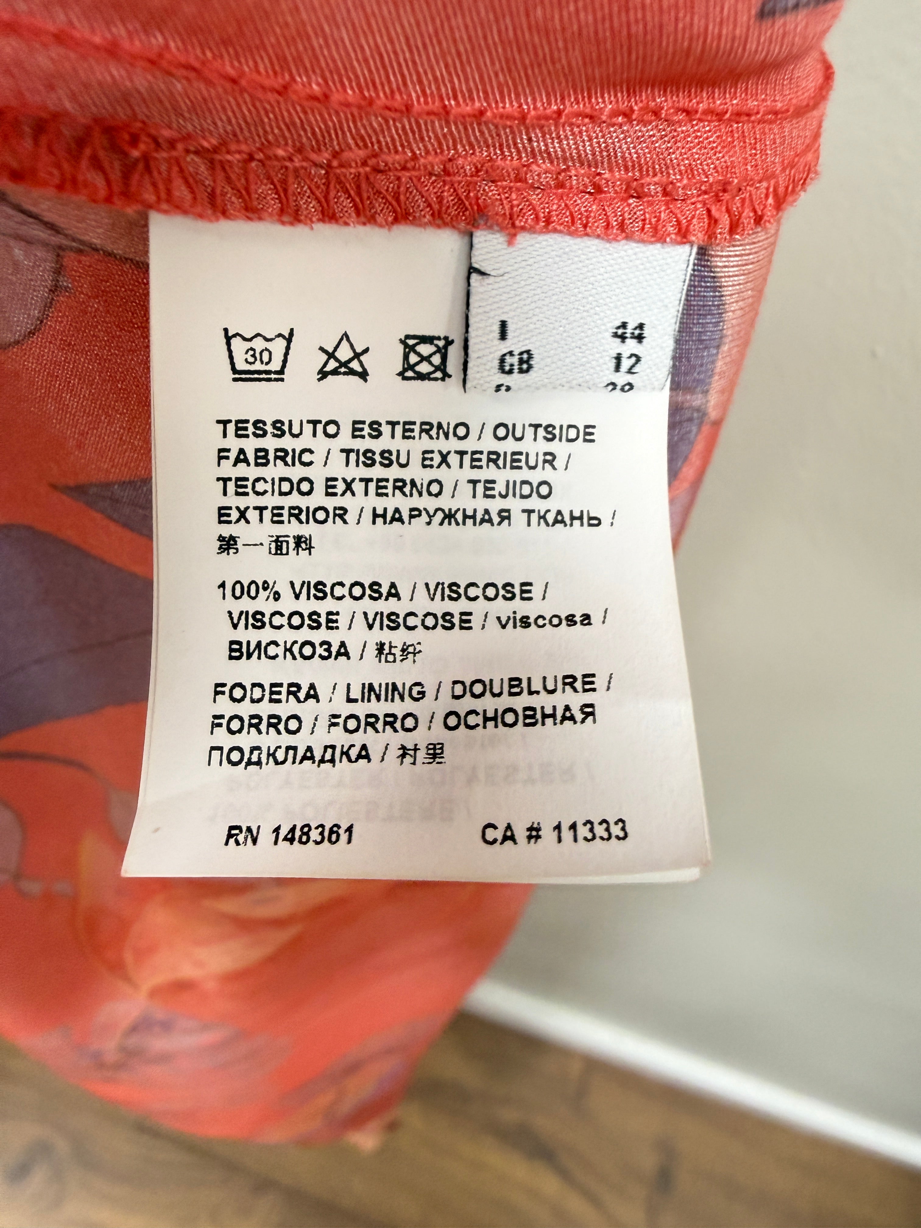 PinKo Red Leaf Printed Dress Medium