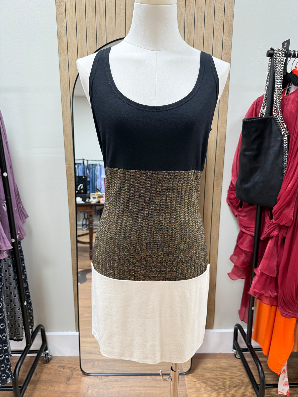 Karen Stein metalic detail mini dress Medium