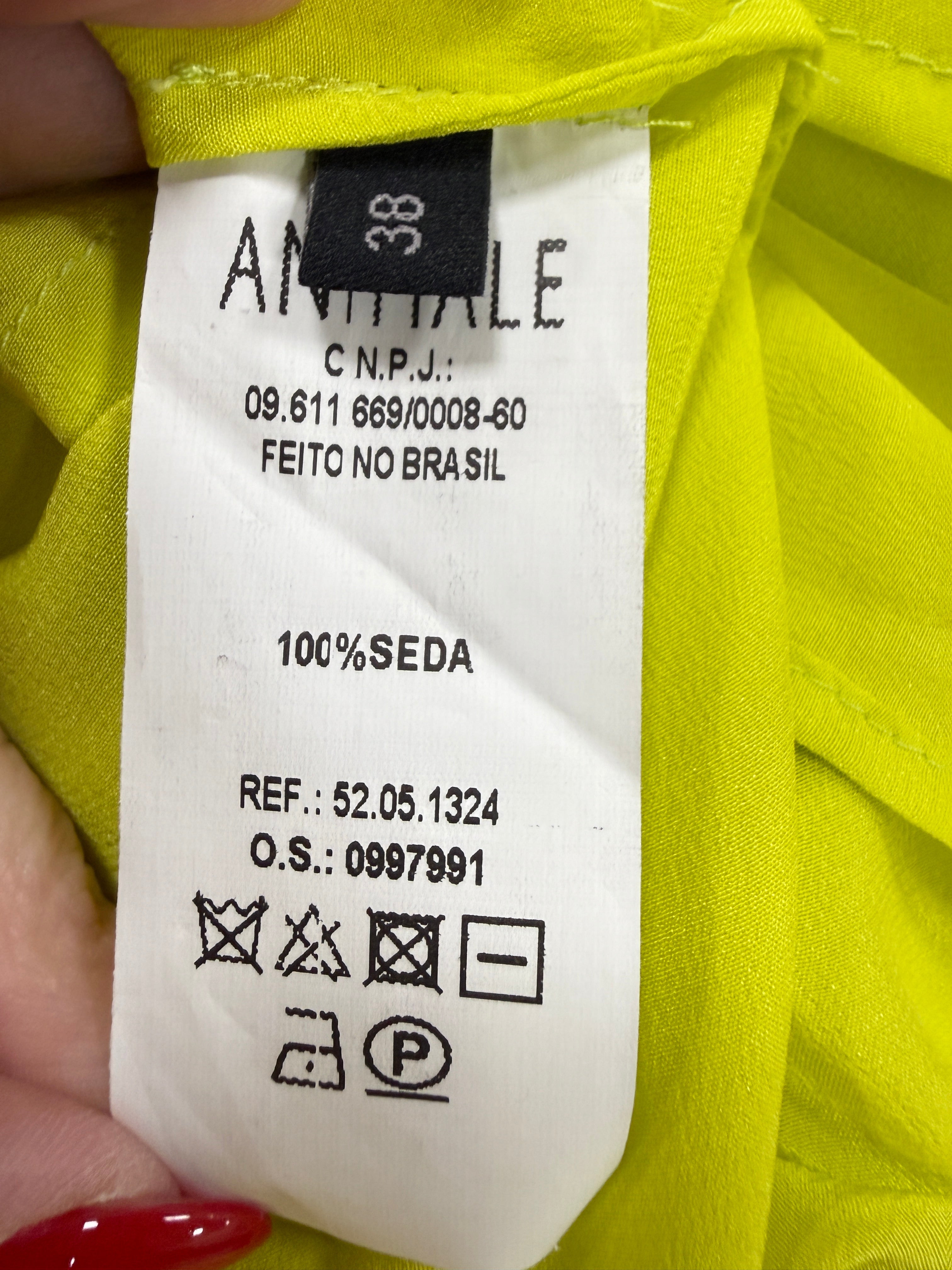 Animale Neon Yellow Silk Crop Top Small
