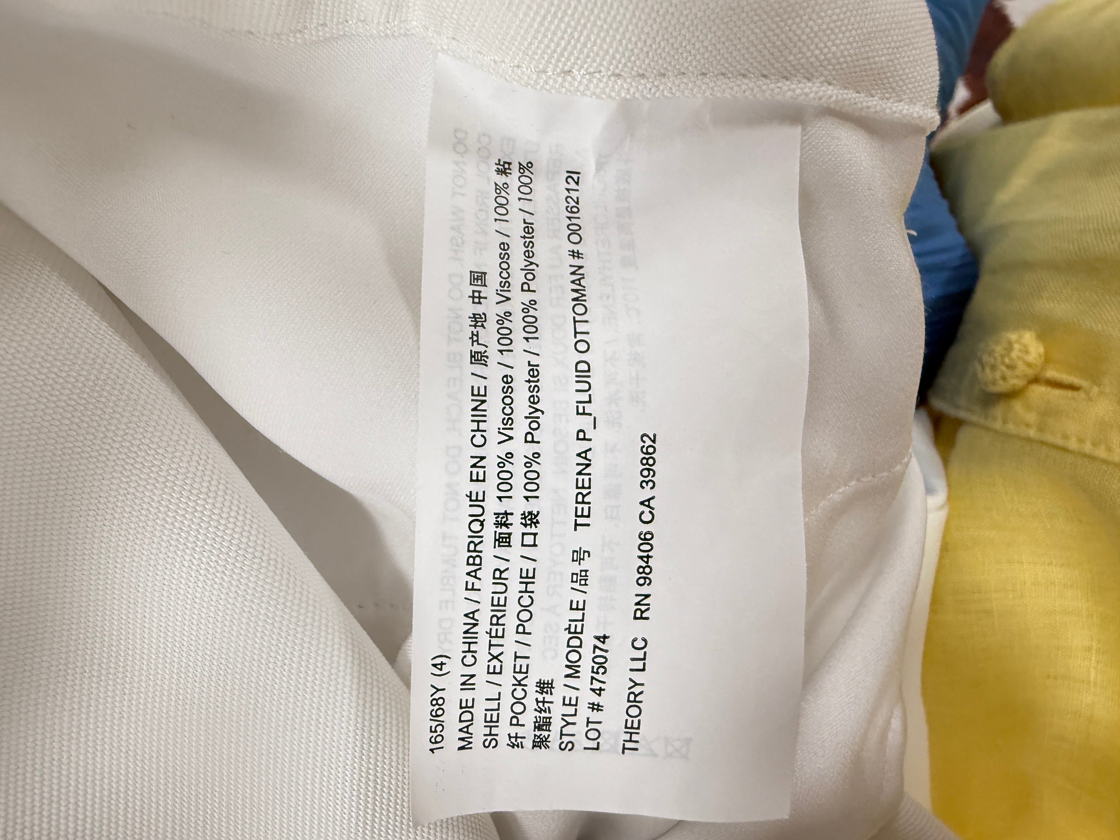 Theory white crepe pants size 4