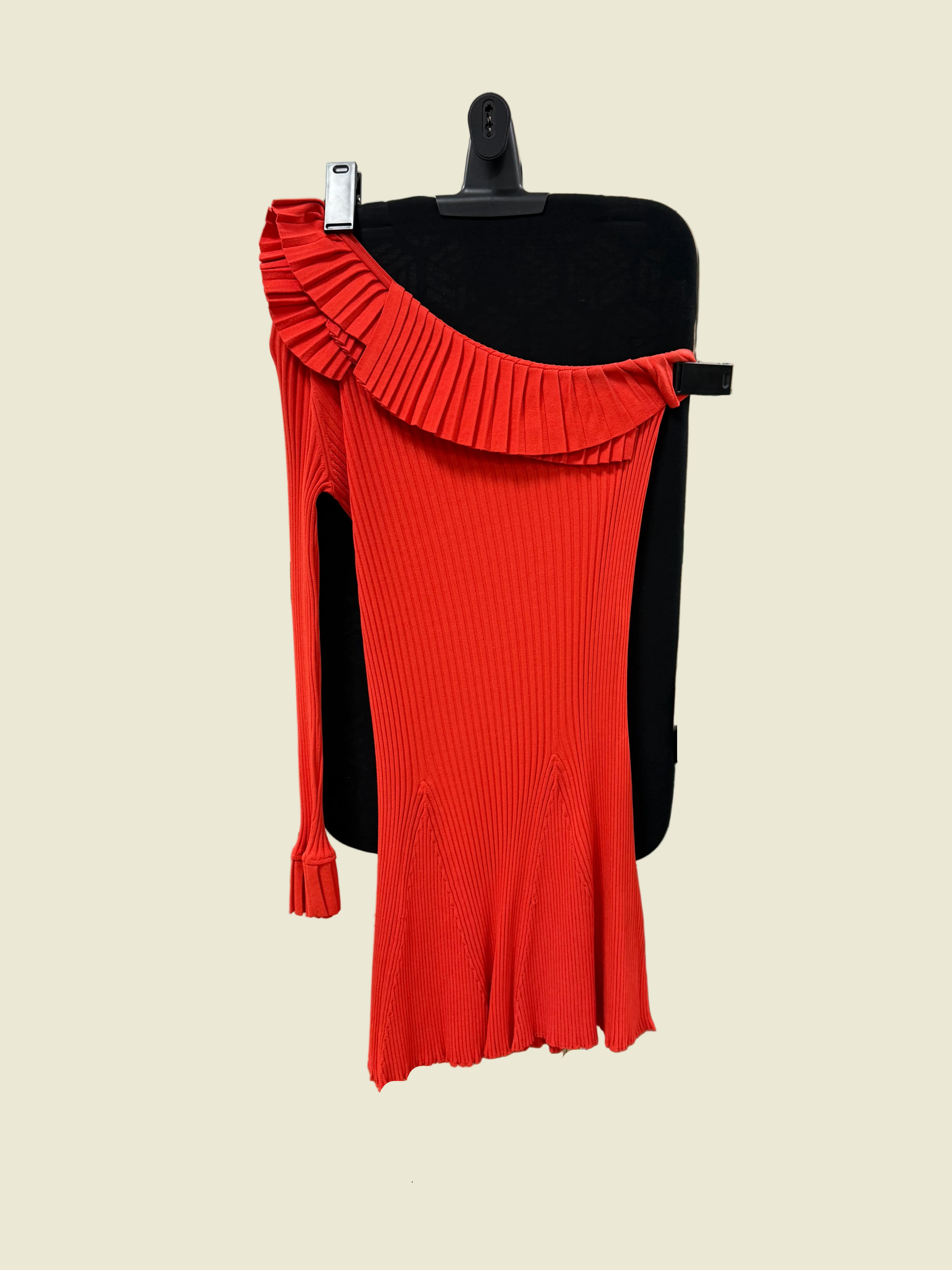 Pucci Red One Shoulder  Ruffle knit dress Size M