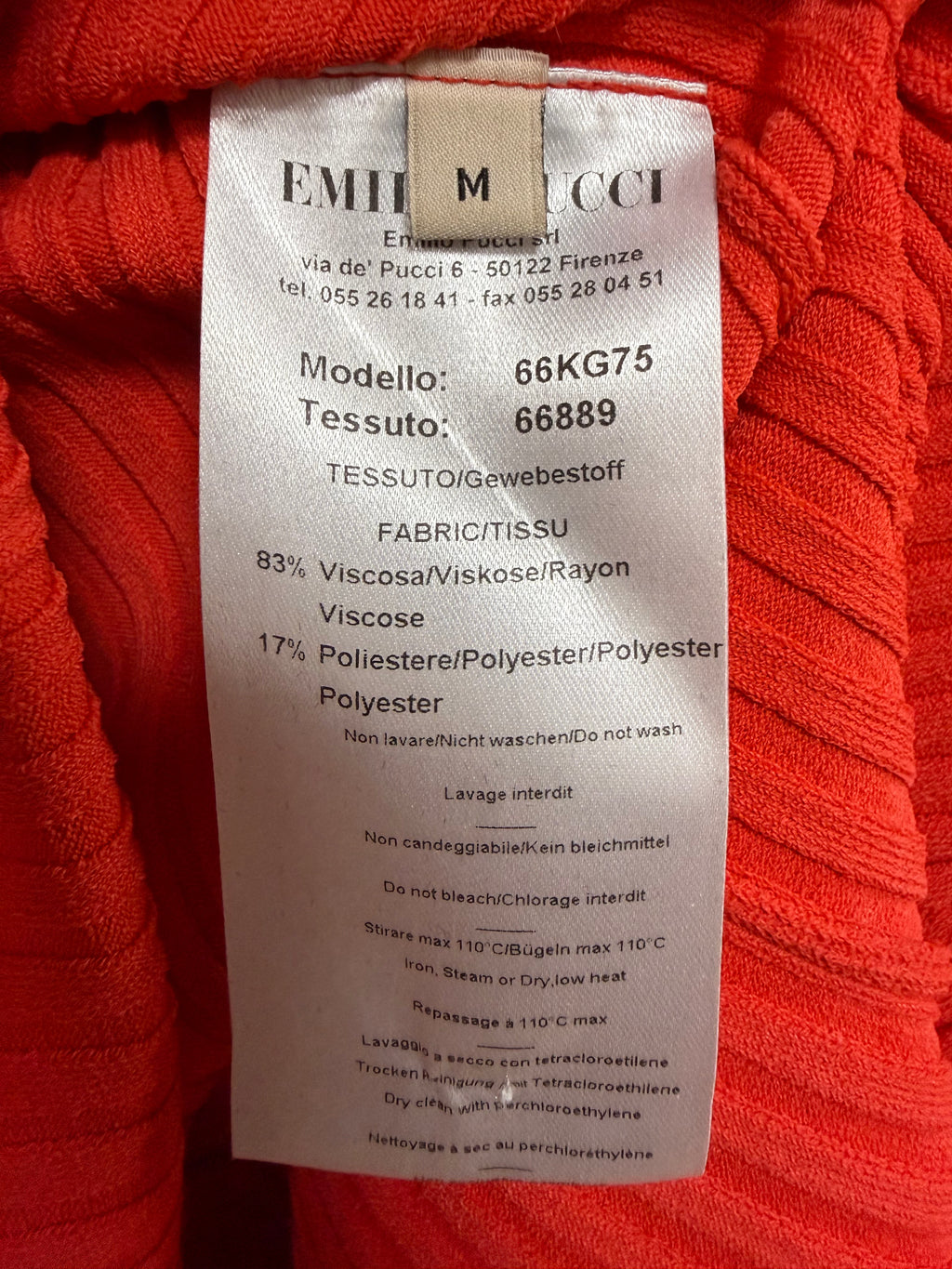 Pucci Red One Shoulder  Ruffle knit dress Size M