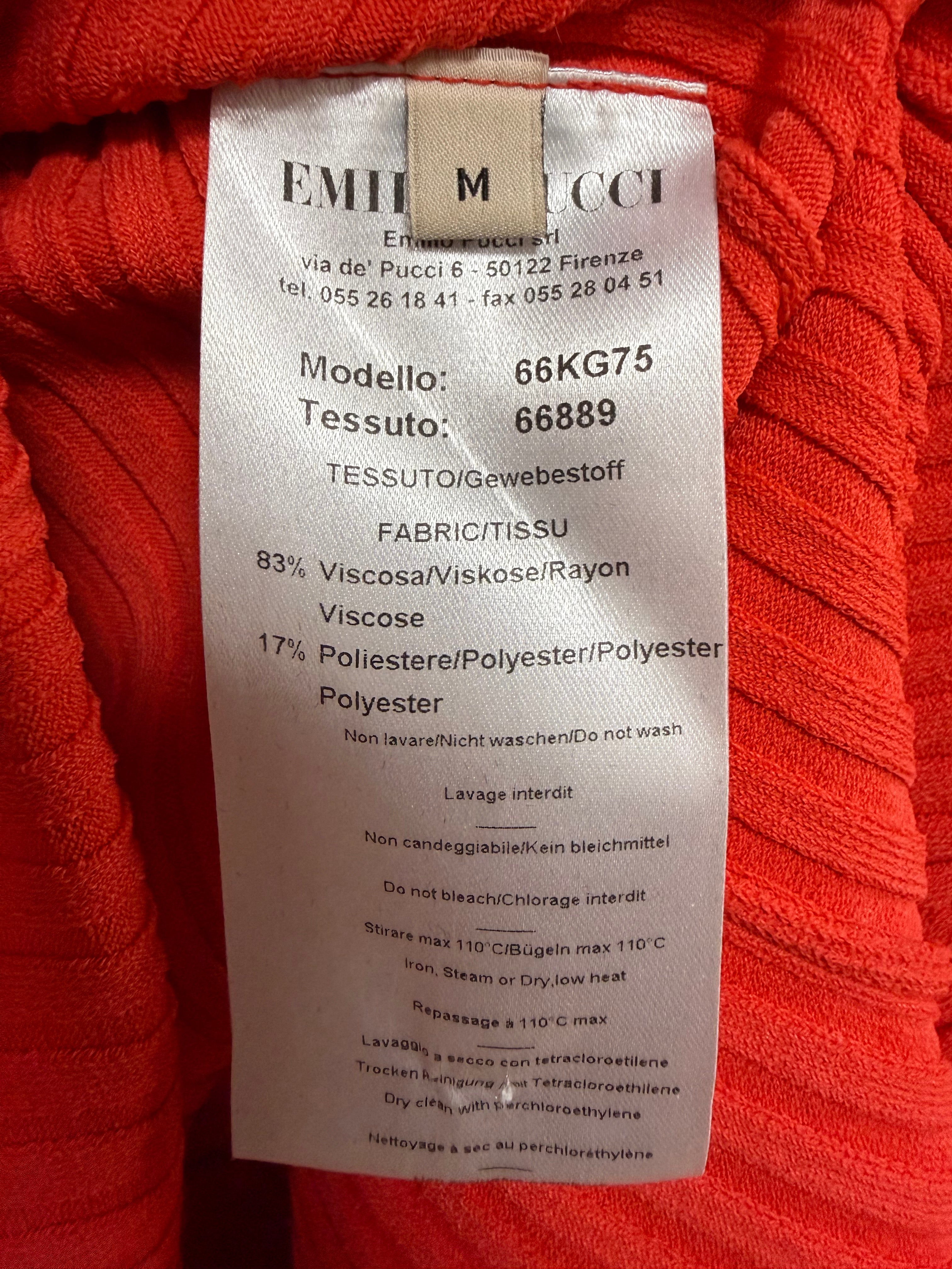 Pucci Red One Shoulder  Ruffle knit dress Size M