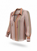 BOBO Sheer Pink Stripes Blouse Medium