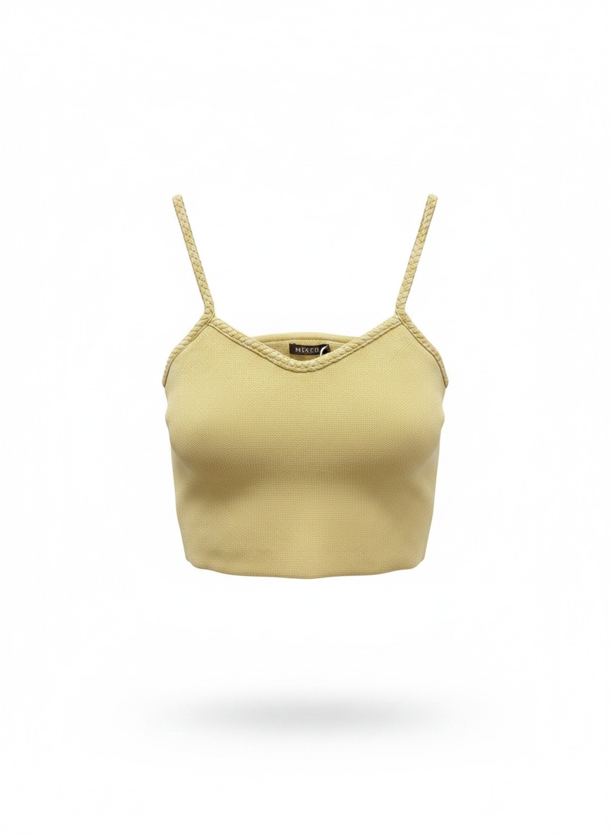 Mixed Butter Yellow Knit Crop Top