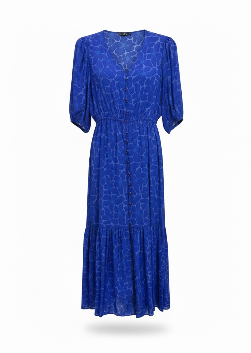 Mixed Silk Blue Flowers dress size 36 / small
