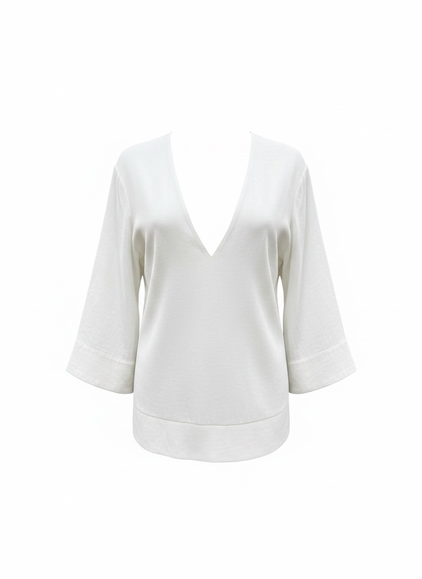 Cris Barros Bell Sleeve Linen White Top - NEW without Tags - Size L