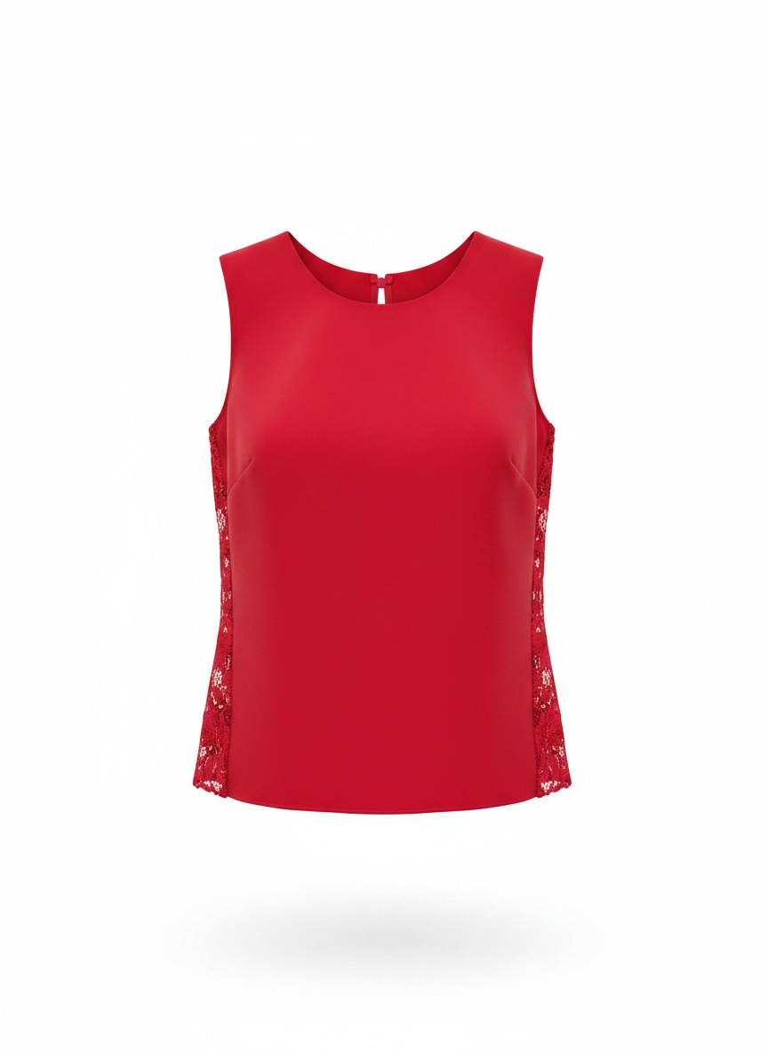 Carolina Herrera Red Lace Top Size L
