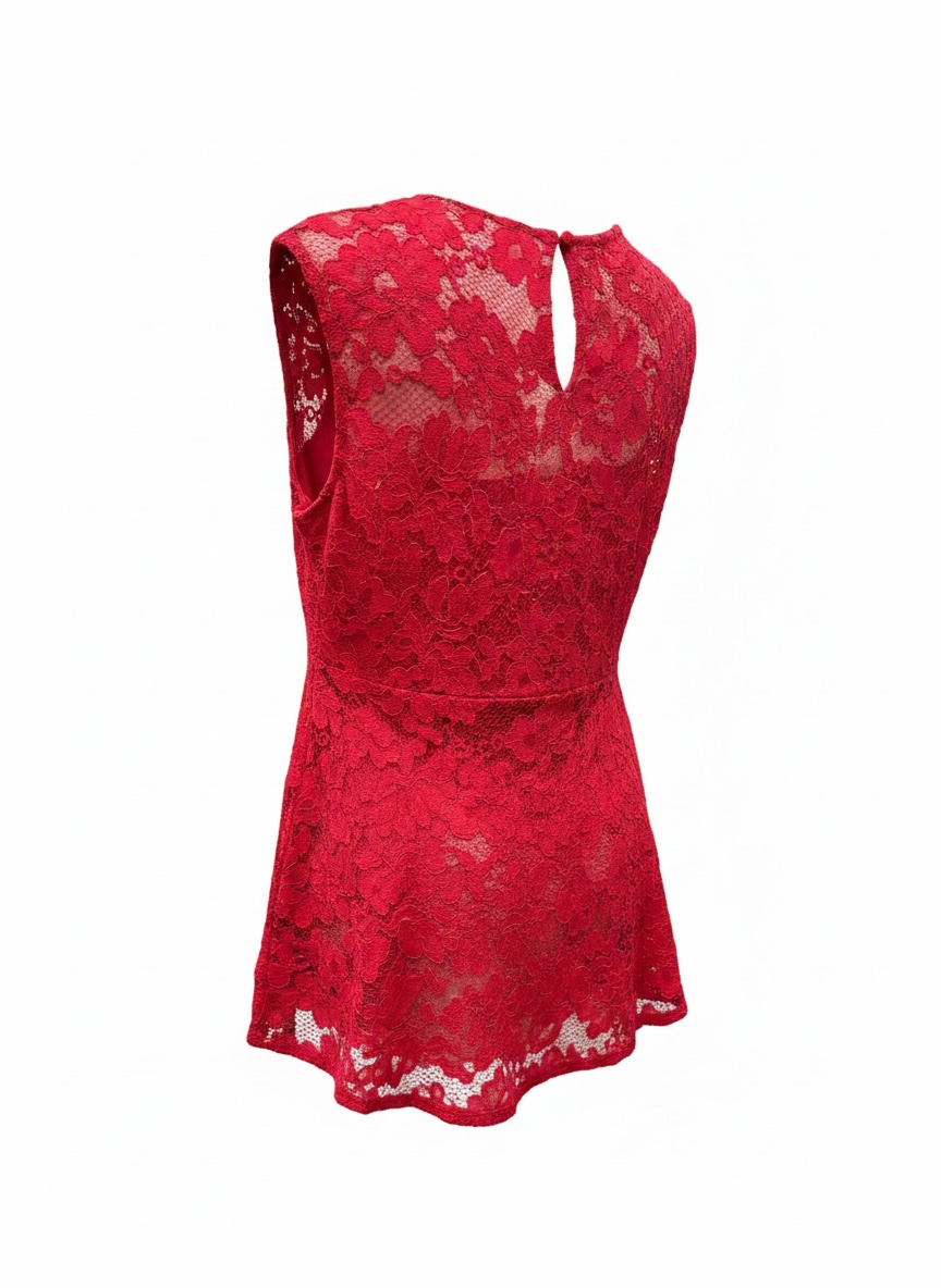 Carolina Herrera Red Lace Top Size L