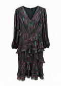 Saloni Black Rainbow Party Dress Medium NWT