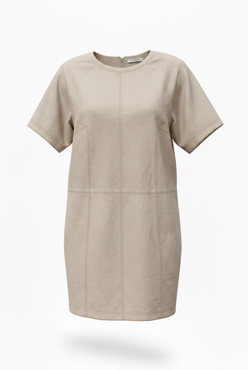 Zadig off white crimpled leather dress