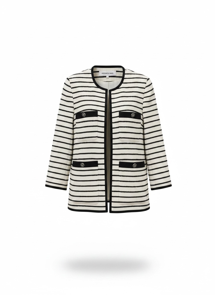 Veronica Beard Off white striped tweed jacket