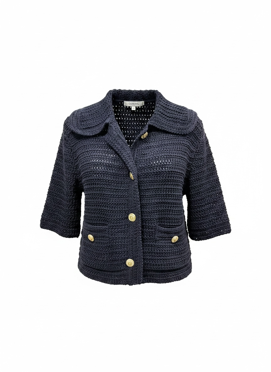 Gucci Black Knit Sailor Cardigan