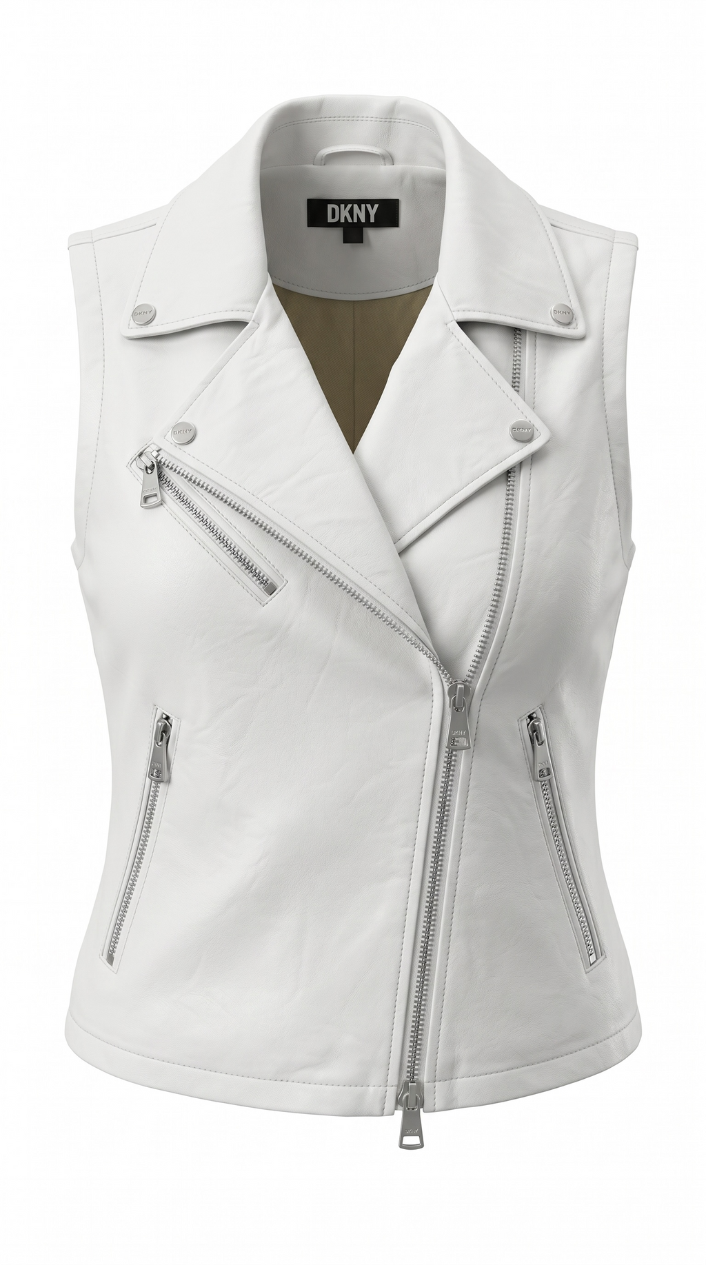 DKNY White Faux leather vest XS