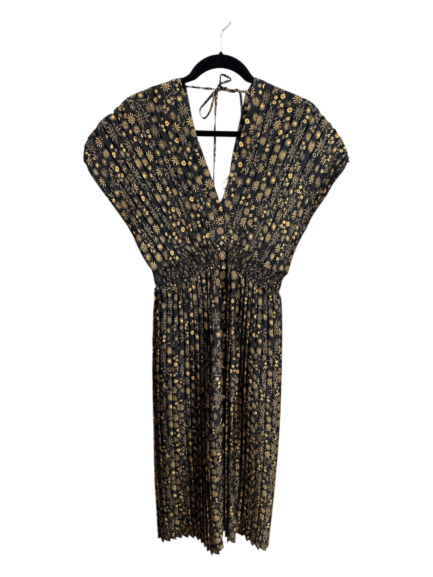Sandro black gold midi dress
