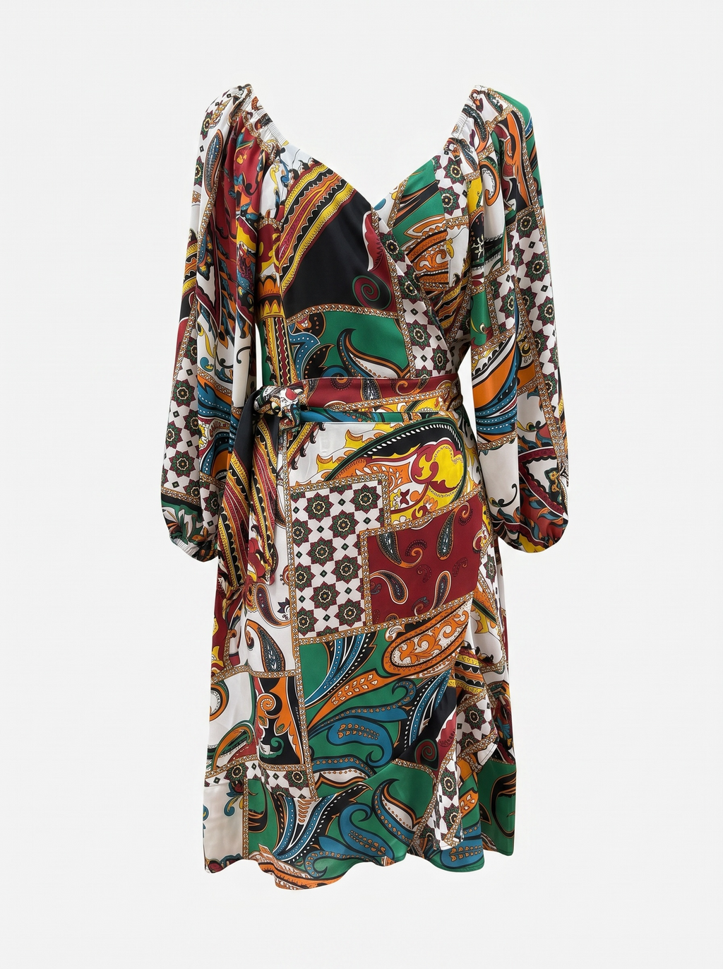 Cashmere print multi color wrap dress Small