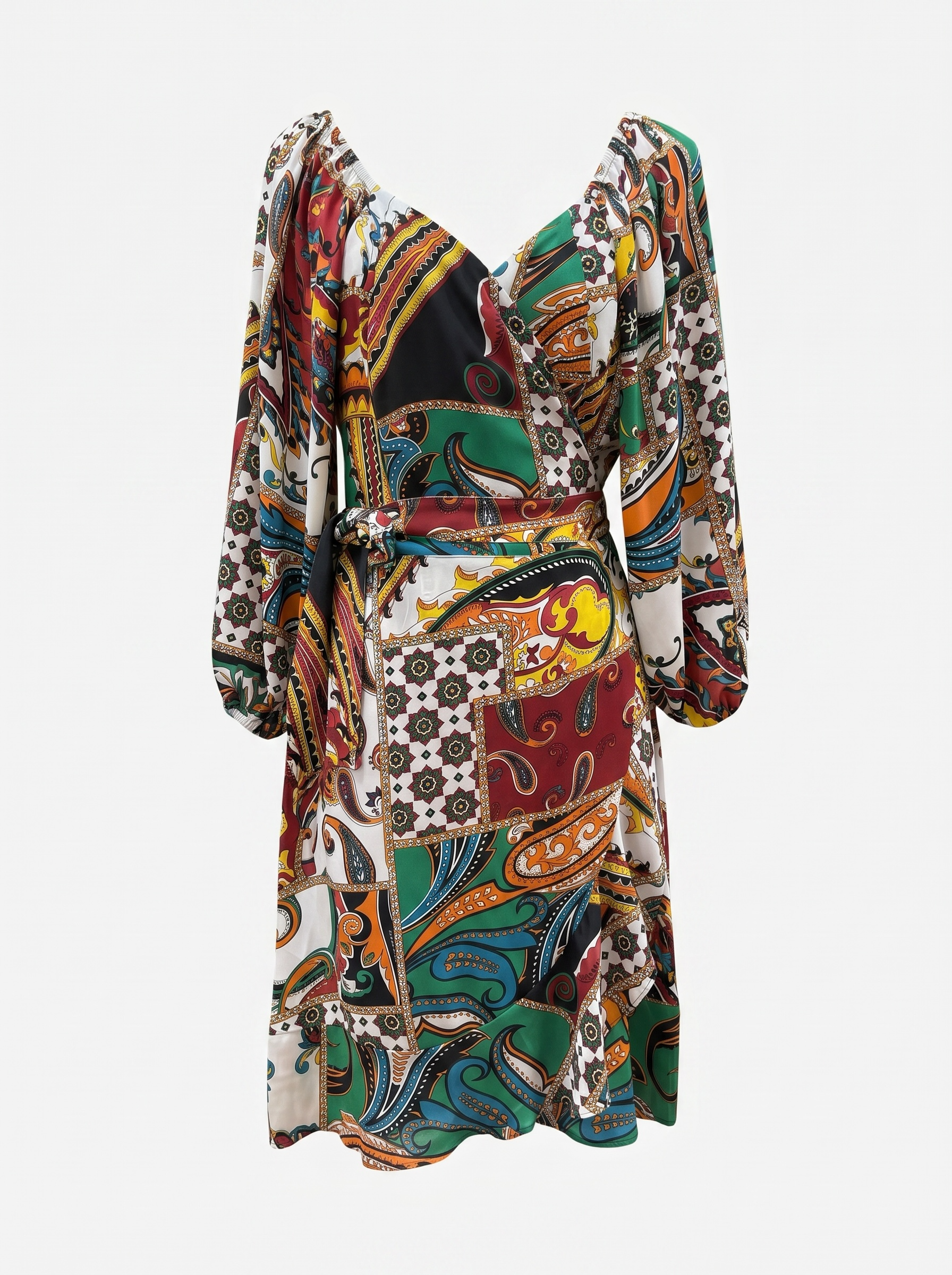 Cashmere print multi color wrap dress Small