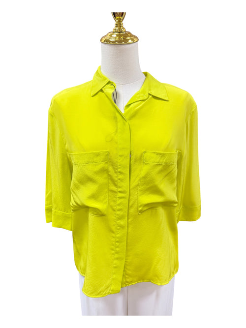 Animale Neon Yellow Silk Crop Top Small