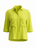 Animale Neon Yellow Silk Crop Top Small