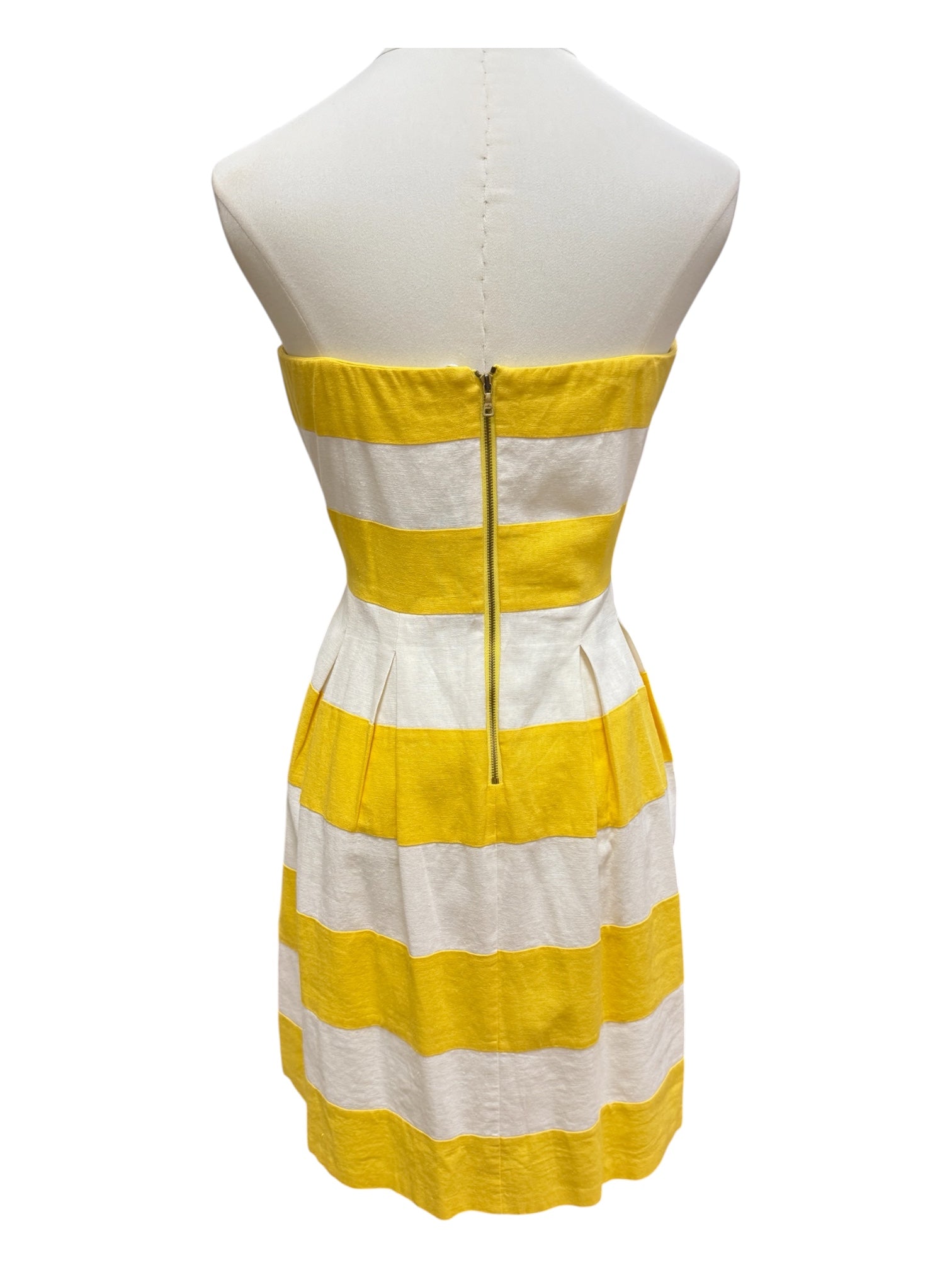 LOFT Yellow white stripes dress size 4